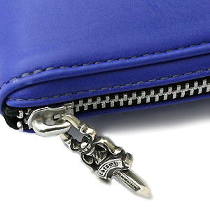 クロムハーツ財布 コピー （Chrome Hearts）REC F ZIP ＃2 レザーステッチド BSフレア ブルー ライトレザー ウォレット 7051901