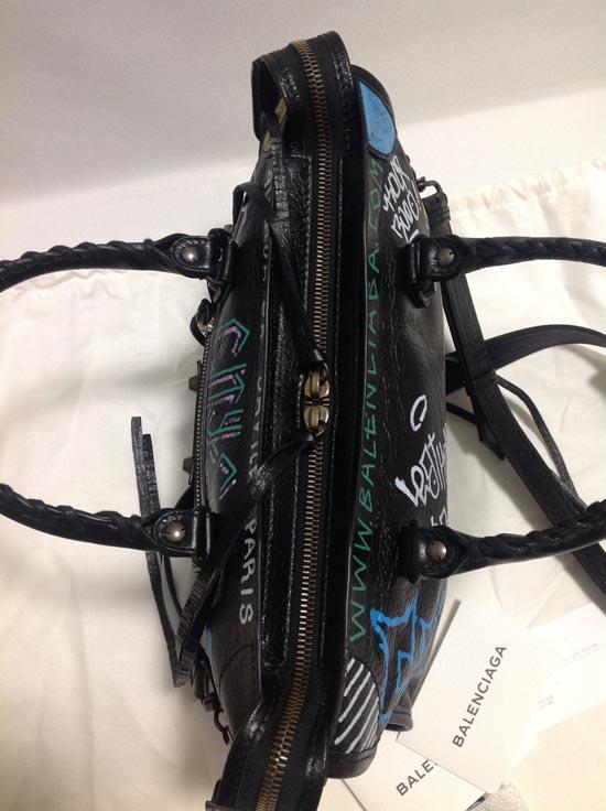 【関税込】 新作◆BALENCIAGA スーパーコピー◇City Graffiti レザー トート S ブラック 7090712