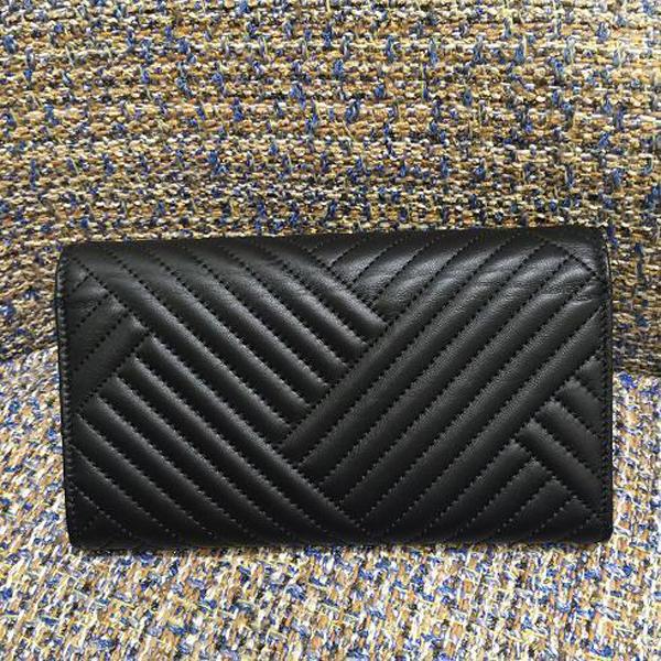 16AW ★SALE★Chanelシャネルスーパーコピー シェブロンBLACK 人気ボタン式長財布
