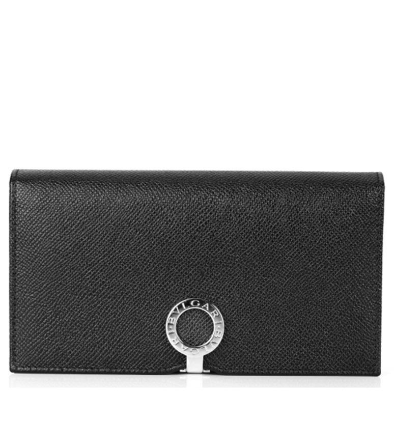 BVLGARI 15AW ブルガリスーパーコピー N級品 ロゴリング二つ折り長財布_BLACK 33745