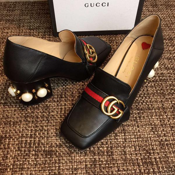 【16AW Gucciグッチ コピー】 レザー ミッド ヒール ローファー Gucci ミッドヒール GGパンプス 16090708