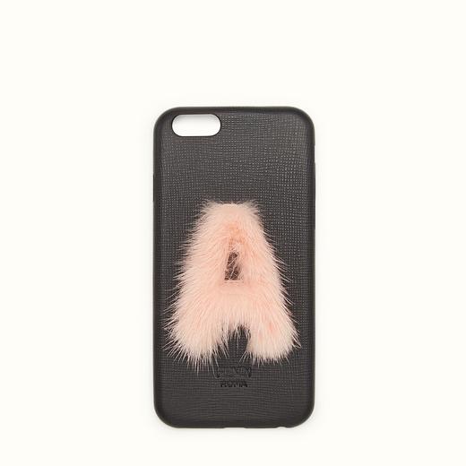 FENDI フェンディ コピー ABCOVER A レザーにピンクファーをあしらったiPhoneケース 7AR50A8ABF047R