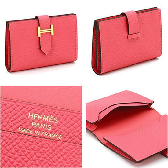 2015年製造 HERMES ベアン カードケース ローズアザレ7011815