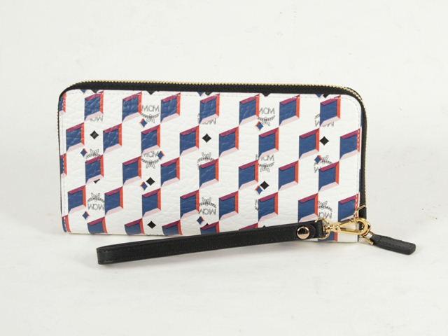【MCM コピー】財布 MYL5SVC31 WT001 DIAMOND PRINTラウンド長財布 レディース ホワイト/ブルー