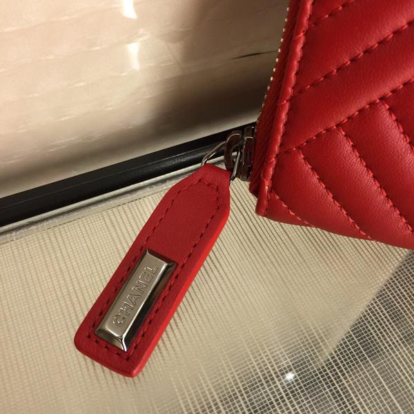 《新作限定 Newステッチがエレ女》2016秋冬新作 シャネルスーパーコピー CHANEL ラウンドジップ長財布 ラムスキン レッド☆☆☆