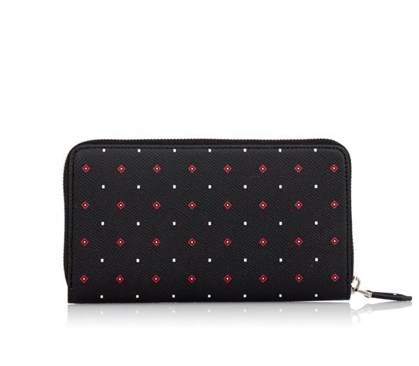 17SS GIVENCHY ジバンシィスーパーコピー ダイアモンド柄 ジップ長財布/ブラック 7072214