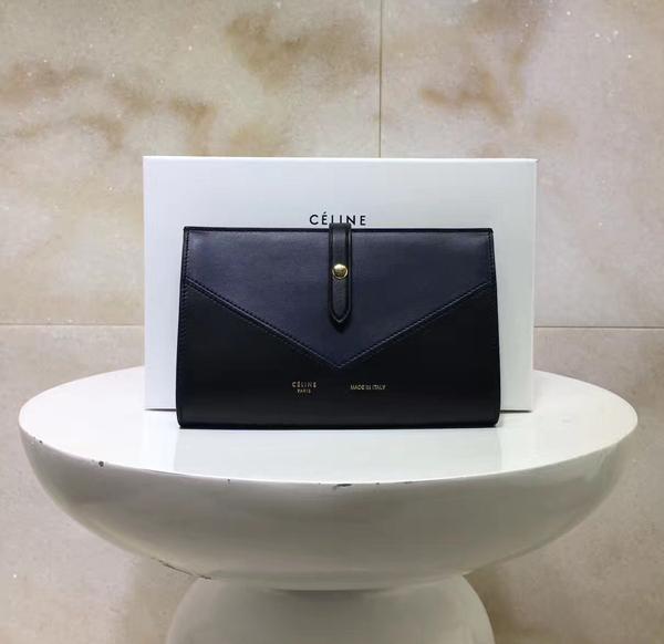 ★17SS 大変素敵★【CELINE セリーヌコピー財布】ストラップ 長財布 (Navy & Black)108633AS9.08NB