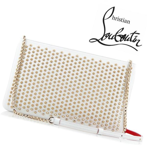 【Christian Louboutin】ルブタン コピーLOUBIPOSH SPIKES CLUTCH White 7032405