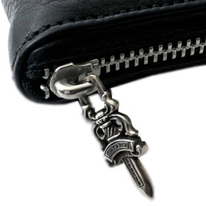 クロムハーツ財布 コピー REC F ZIP ＃2 レザーステッチド BSフレア ブラック ヘビーレザー ウォレット 7051018