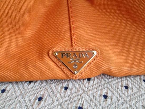 PRADA コピー オレンジ♪カナパトートバッグＬ♪黒ロゴ FORTE DEI MARMI