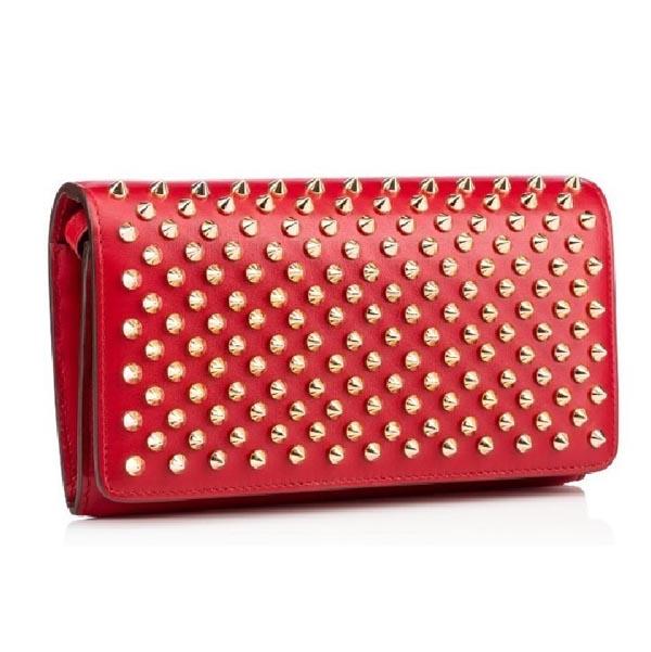 ルブタン コピー Christian Louboutin SS16新色大人気☆スタッズ 長財布 R108 CARMIN
