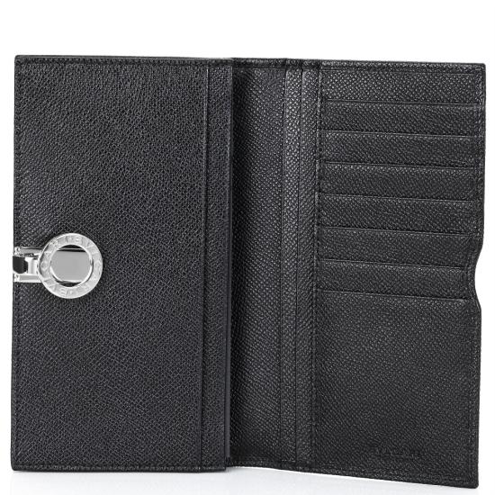 BVLGARI 15AW ブルガリスーパーコピー N級品 ロゴリング二つ折り長財布_BLACK 33745