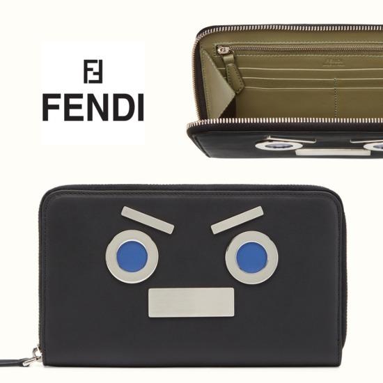 2017新作☆FENDI フェンディスーパーコピー ブラックレザー ジップアラウンド 長財布 7M0233SL9F0R2T 