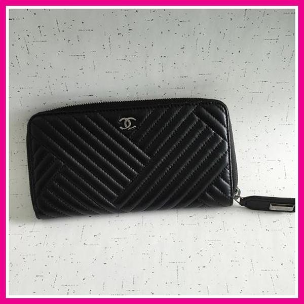 16AW 激レアブラックChanelシャネルスーパーコピー シェブロンV字 ラム素材