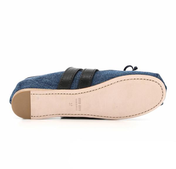 2017秋 MIU MIU ミュウミュウ スーパーコピー デニム&レザーバレエシューズ　5F466A 3I4Z F0713