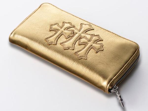 クロムハーツ財布 コピー ラウンドファスナー長財布 ゴールドレザー Chromehearts612019