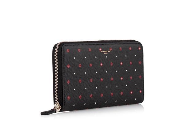 17SS GIVENCHY ジバンシィスーパーコピー ダイアモンド柄 ジップ長財布/ブラック 7072214