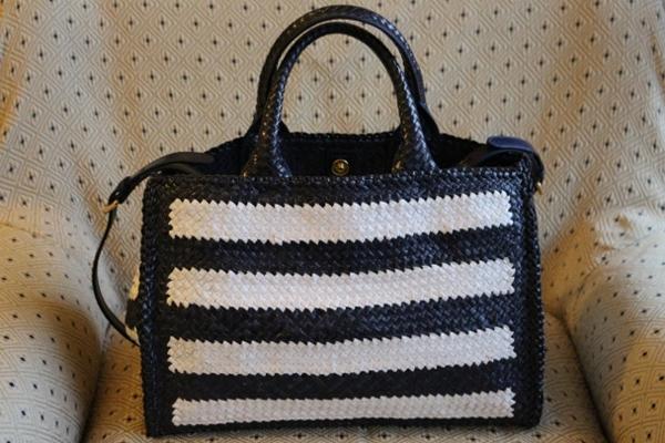 PRADAプラダスーパーコピー イントレチャート♪バイカラー♪トート2wayM白×紺 BN2584