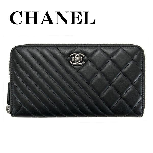 【2016年NEW】Chanelシャネルスーパーコピー ★Wキルティング×ジップ長財布×BLACK★最新作★