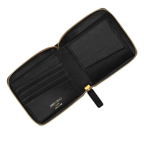 ジミーチュウ コピー JIMMY CHOO【LAWRENCE】スタースタッズ 2つ折り財布 black 144lawrencebls 