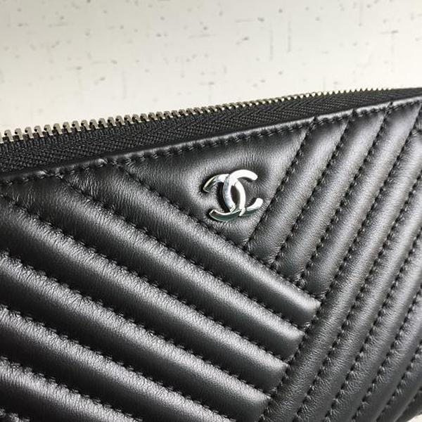 16AW 激レアブラックChanelシャネルスーパーコピー シェブロンV字 ラム素材