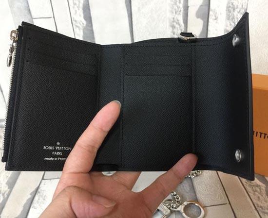 17AW ルイヴィトン スーパーコピー × SUPREME M67711 CH.CP WALLET チェーンウォレット 三つ折り財布 ブラック エピ