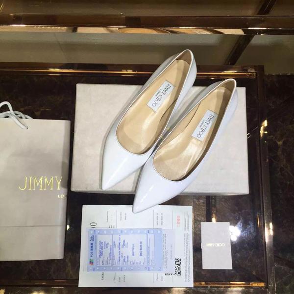 2017SS コレクション ジミーチュウ スーパーコピー JIMMY CHOO☆ROMY ホワイトパテントレザーバレリーナ7051703