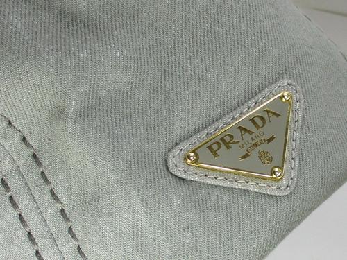 プラダ カナパトートバッグ 2WAYショルダーバッグ グレー×ゴールド金具 キャンバス BN2069