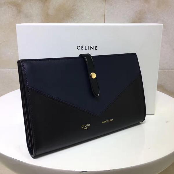★17SS 大変素敵★【CELINE セリーヌコピー財布】ストラップ 長財布 (Navy & Black)108633AS9.08NB