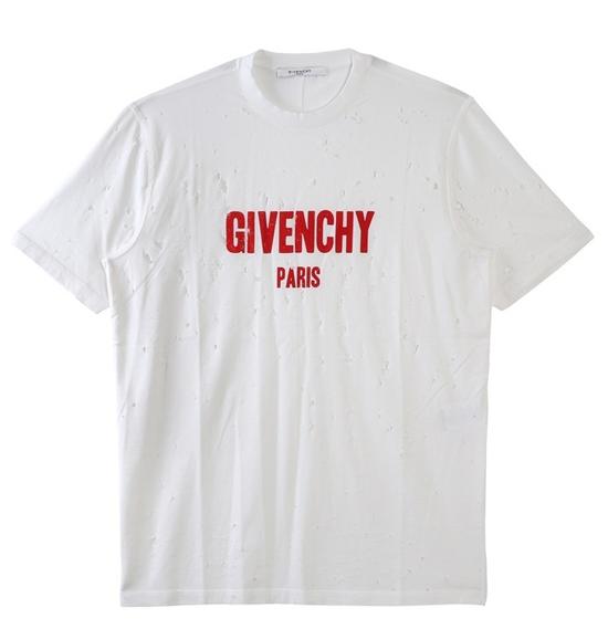 GIVENCHY スーパーコピー 17SS デストロイ ロゴプリント Tシャツ_WHITE 7722485