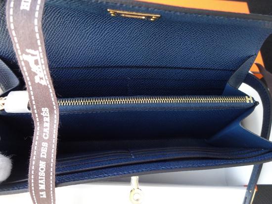 HERMES 稀少なケリーウォレット★ネイビーXゴールド金具★即発7011025