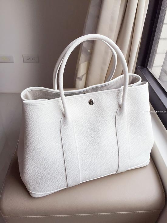 HERMES(エルメス)☆ガーデンパーティー36☆BLANC(WHITE)白 6051125