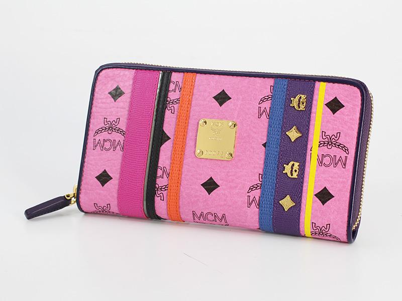 エムシーエム【MCM コピー】財布 長財布 MYL4AVC41/PK001 MYL4AVC41 DIA VISETOSラウンド長財布 ピンク レザー レディース