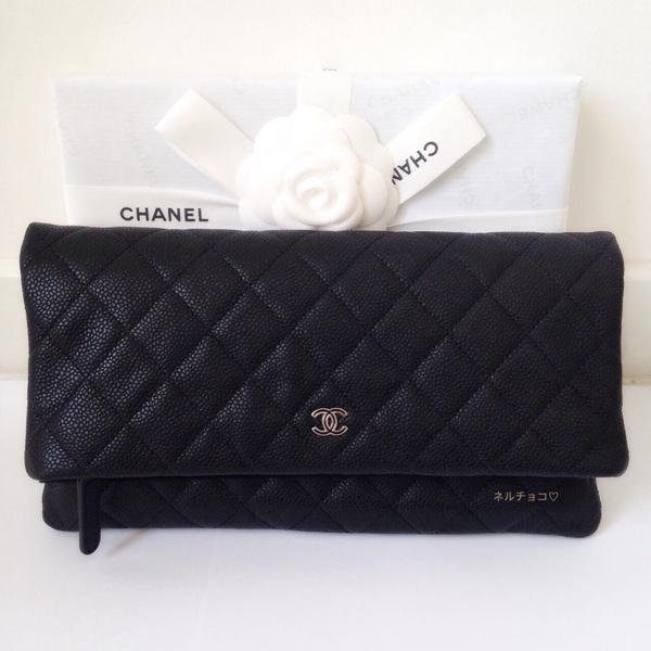2016春夏新作シャネルスーパーコピー CHANEL クラッチ キャビアスキン ブラック シルバー金具 
