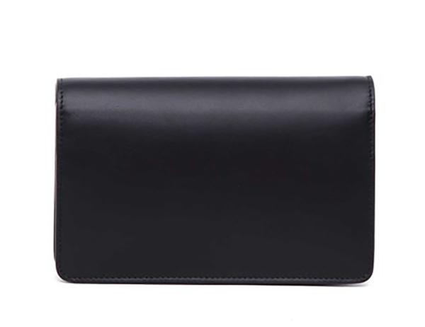 2017SS新作 FENDI フェンディスーパーコピー Face Tube Black Leather Chain Wallet 2Way Clutch bag 7082303