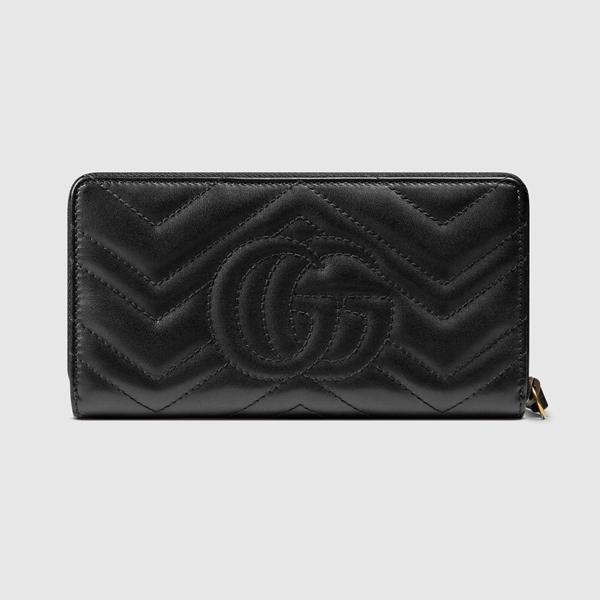 2017年春夏新作 グッチ スーパーコピー* GGマーモント ラウンドジッパー長財布☆443123 DRW1T 1000/pelle nera