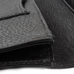 クロムハーツ財布 コピー ロング・シングルフォールド・チップス・3ビル・ウィズ・グロメット・ブラック・ヘビーレザー 7051019